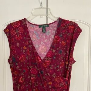 Ralph Lauren red floral faux wrap dress